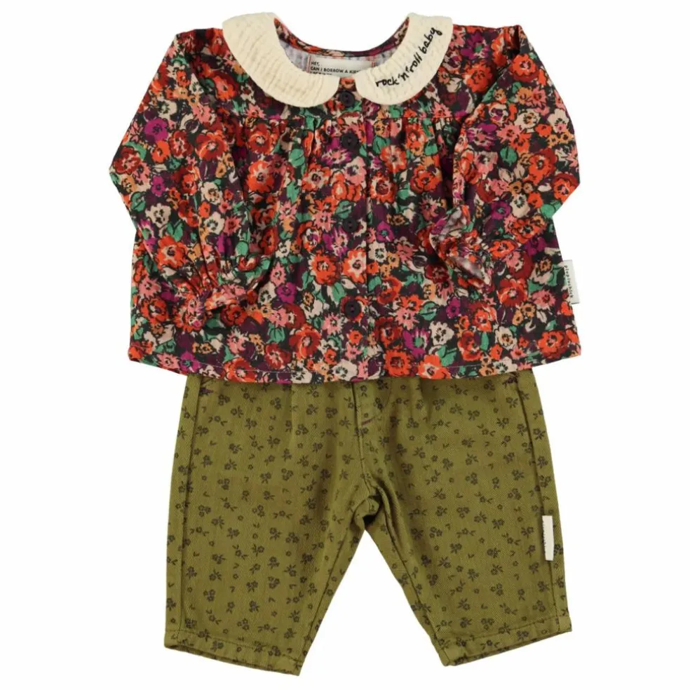Blouse Col Claudine Fleurie | Noir