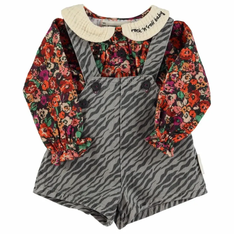 Blouse Col Claudine Fleurie | Noir