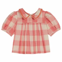 Blouse Col Claudine Vichy | Rose bonbon