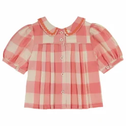 Blouse Col Claudine Vichy | Rose bonbon