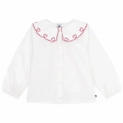 Blouse Col Cœurs Coton Bio | Blanc