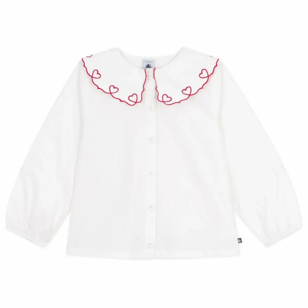 Blouse Col Cœurs Coton Bio | Blanc