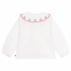 Blouse Col Cœurs Coton Bio | Blanc