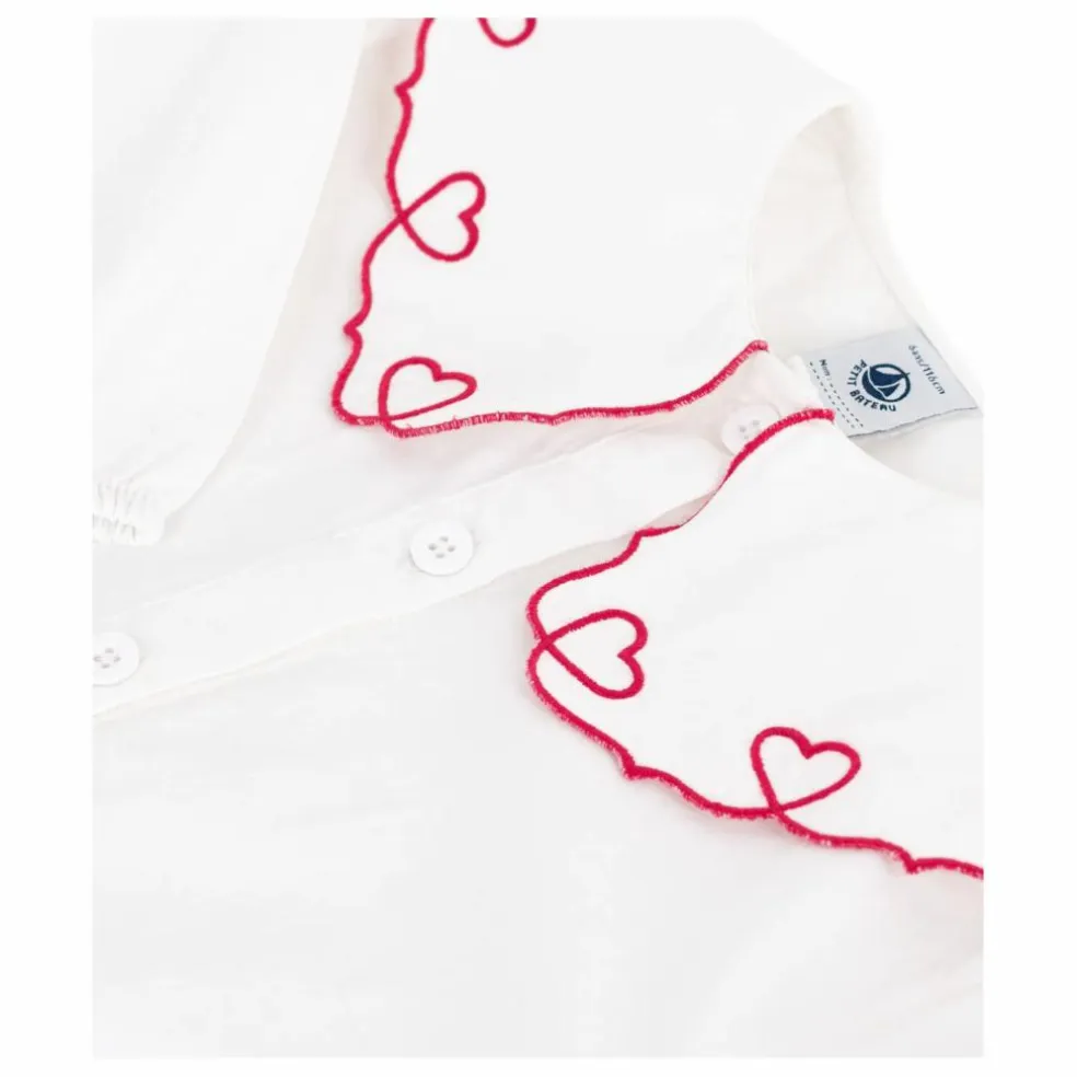 Blouse Col Cœurs Coton Bio | Blanc