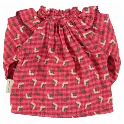 Blouse Col Froncé Fleurs | Rose