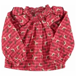 Blouse Col Froncé Fleurs | Rose