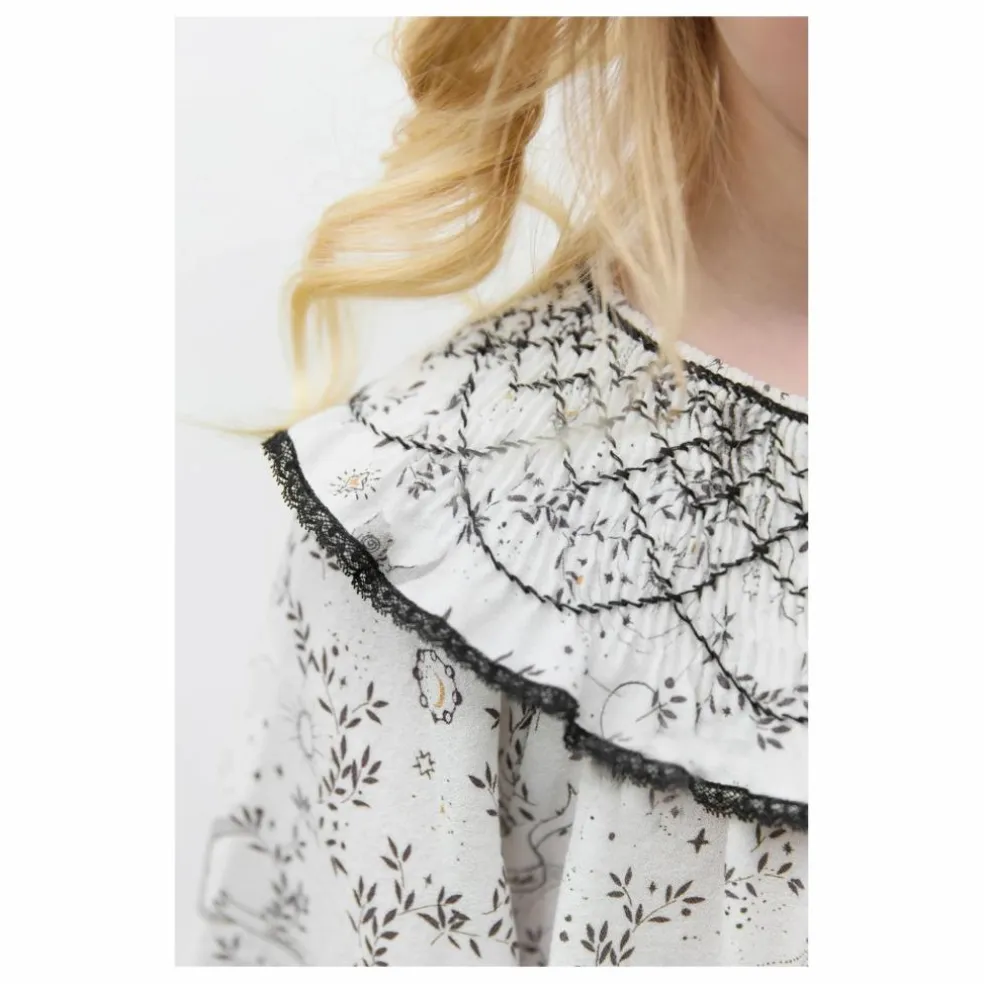 Blouse Col Smocké | Blanc