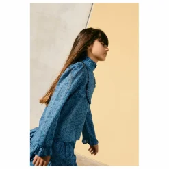 Blouse Col Volants Liberty | Bleu