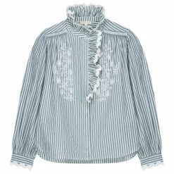 Blouse Cora Rayée Coton Bio - Collection Femme | Vert amande