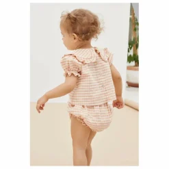 Blouse Coton Bio à Carreaux Petra | Rose pâle