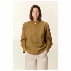 Blouse Cristo Rayée Coton Bio | Camel