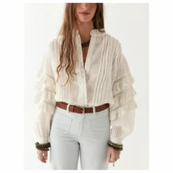 Blouse Cuban Schiffli Omara | Blanc