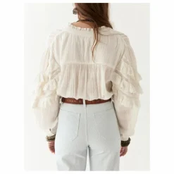 Blouse Cuban Schiffli Omara | Blanc