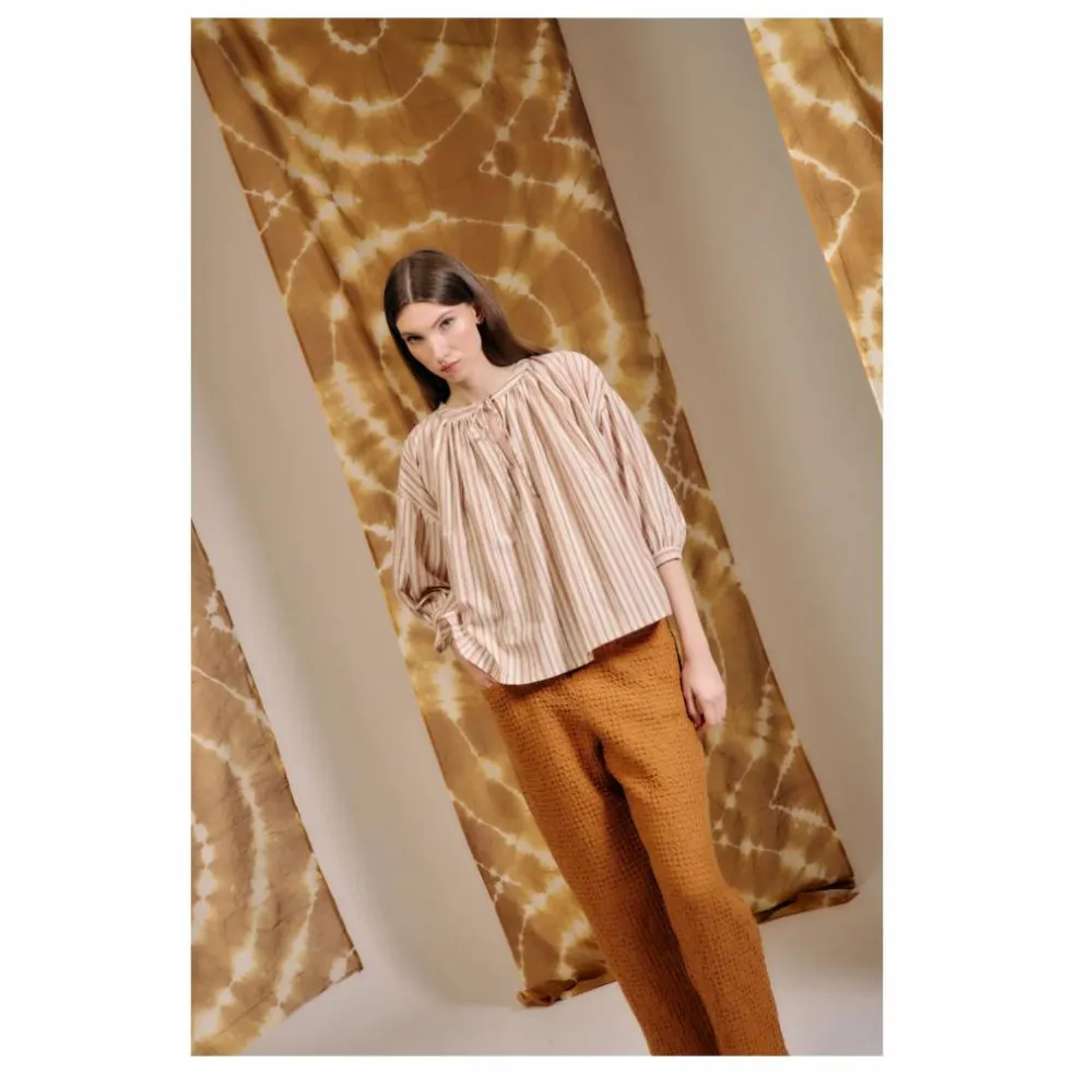 Blouse Cyclamen Rayée | Terracotta