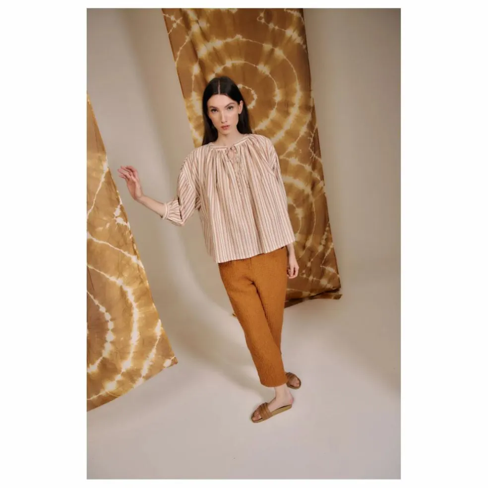 Blouse Cyclamen Rayée | Terracotta