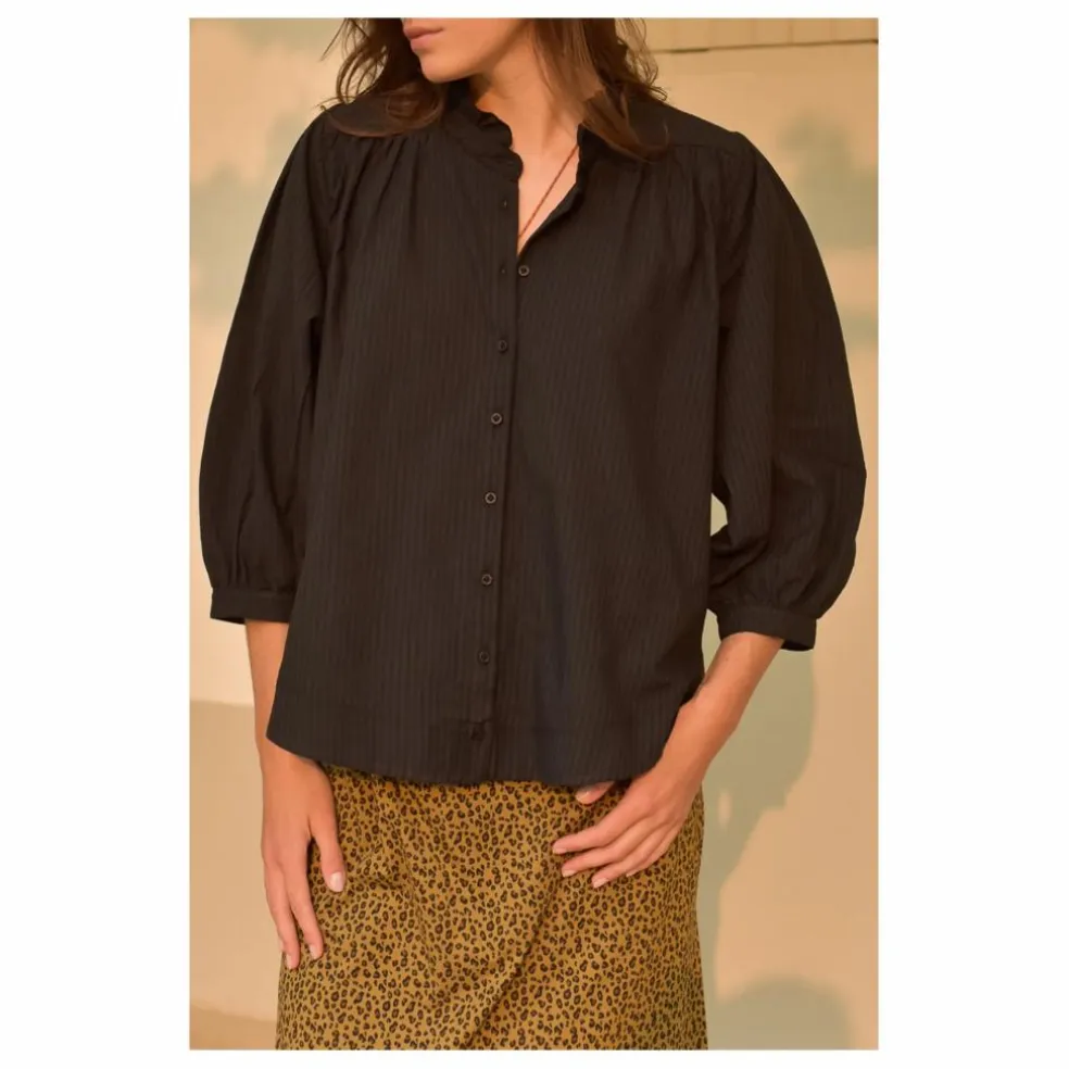 Blouse Dahlia Seersucker - Collection Femme | Noir