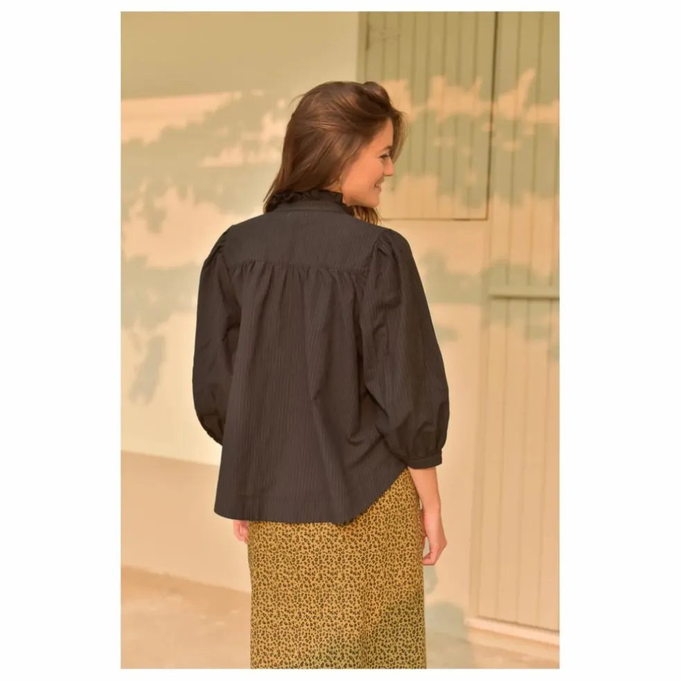 Blouse Dahlia Seersucker - Collection Femme | Noir