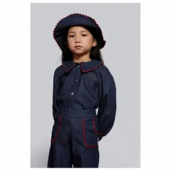 Blouse en Jean Col Claudine Cecilia | Bleu foncé
