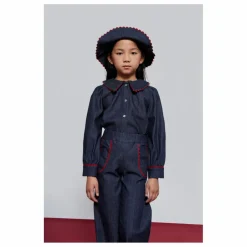 Blouse en Jean Col Claudine Cecilia | Bleu foncé