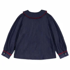 Blouse en Jean Col Claudine Cecilia | Bleu foncé