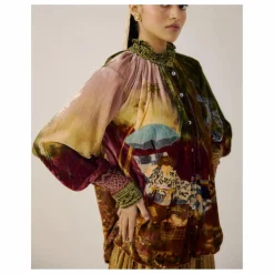 Blouse Farmer Lakeside Velours | Bordeaux