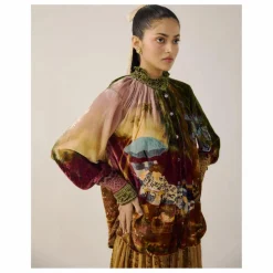 Blouse Farmer Lakeside Velours | Bordeaux