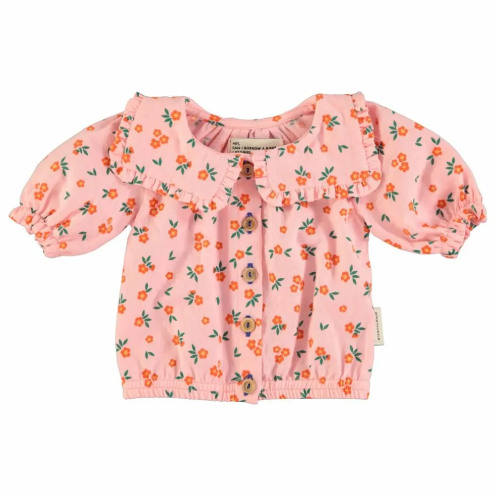 Blouse Fleuri Coton Bio | Rose pêche