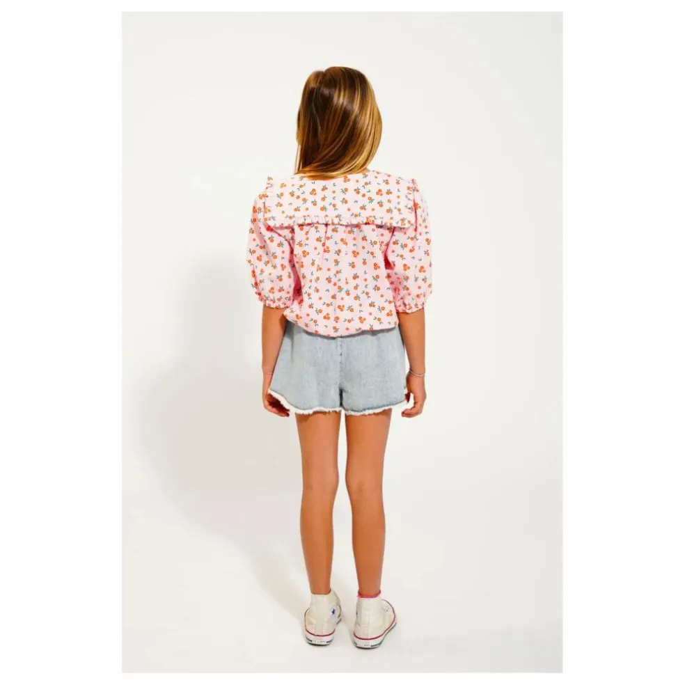 Blouse Fleuri Coton Bio | Rose pêche