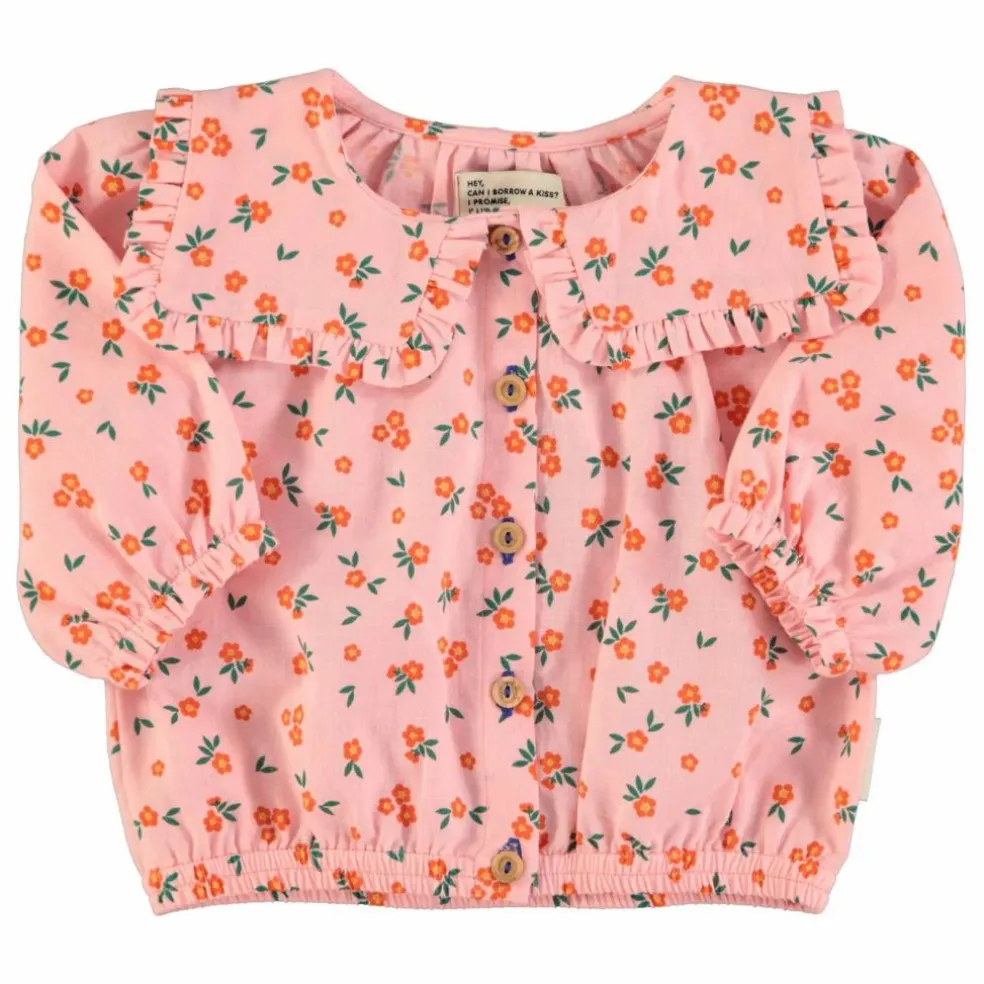 Blouse Fleuri Coton Bio | Rose pêche