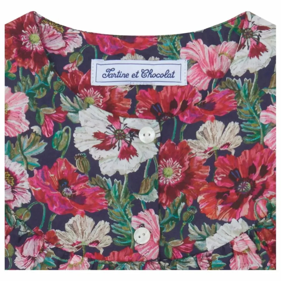 Blouse Fleurie Col Volants | Magenta