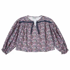 Blouse Fleurs | Bleu marine