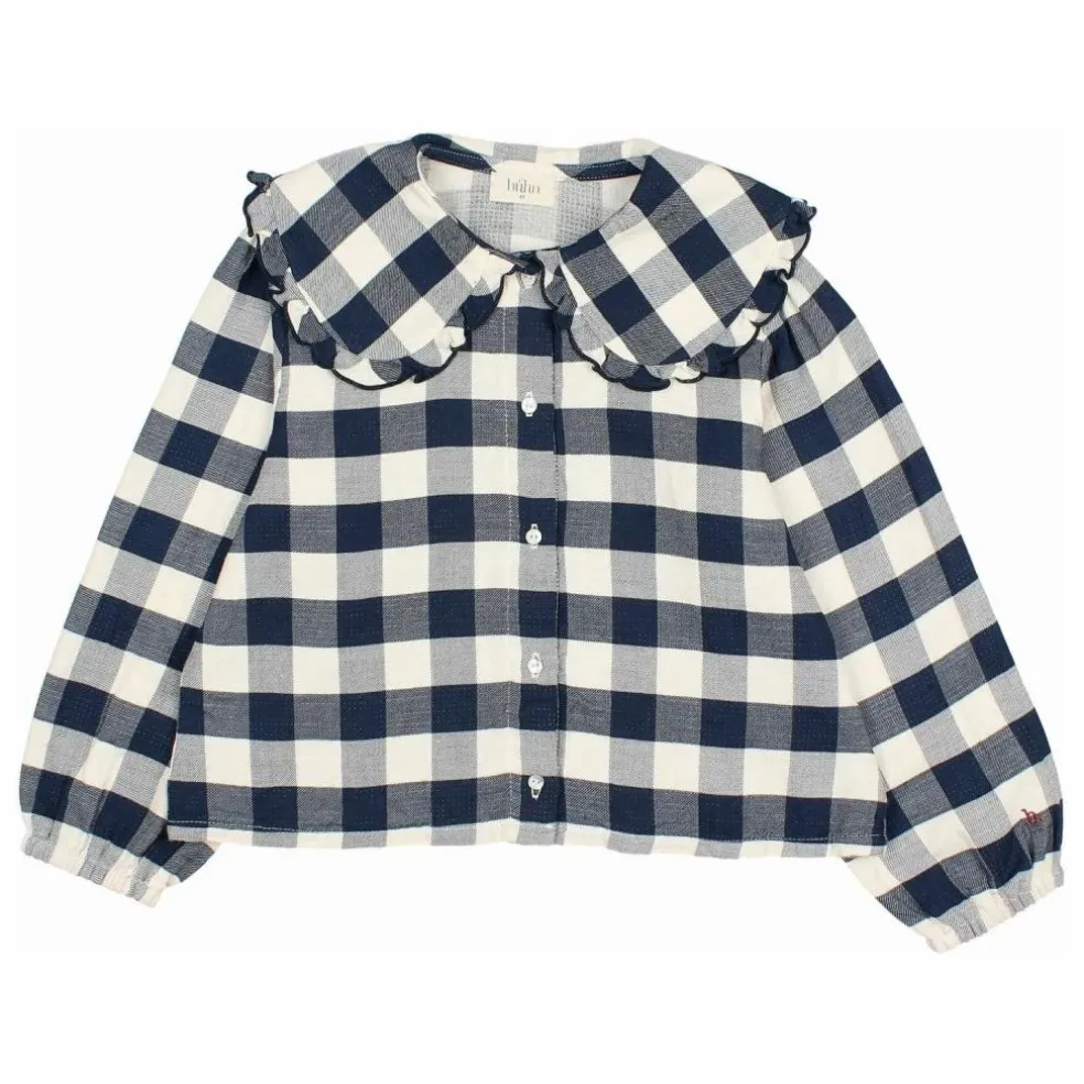 Blouse Gingham Carreaux | Bleu marine