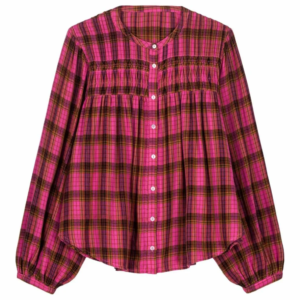 Blouse Jally Alpenglow Carreaux Double Gaze de Coton Bio - Collection Femme | Rose