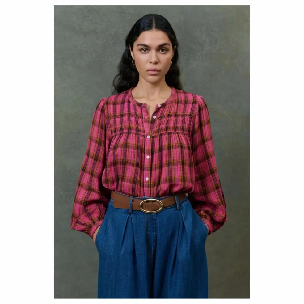 Blouse Jally Alpenglow Carreaux Double Gaze de Coton Bio - Collection Femme | Rose