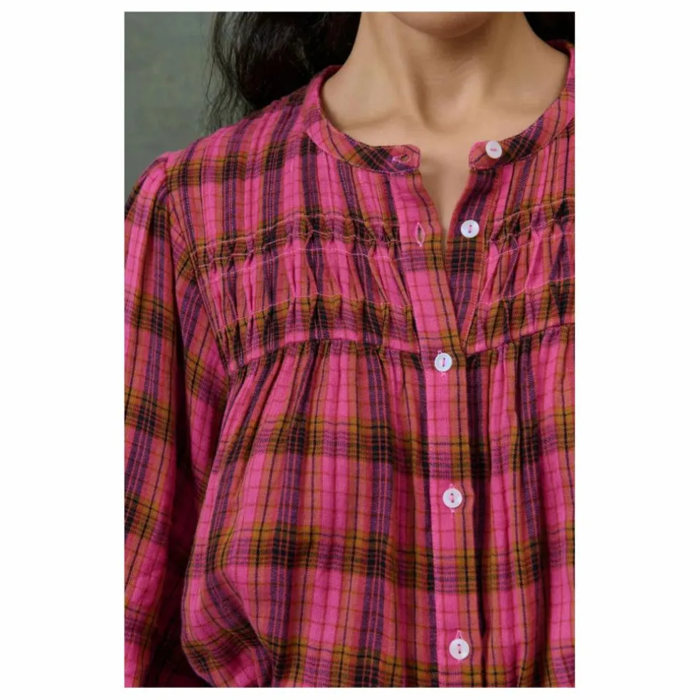Blouse Jally Alpenglow Carreaux Double Gaze de Coton Bio - Collection Femme | Rose