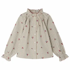 Blouse Jordana Carreaux Coton Bio | Bleu