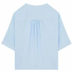 Blouse Manches Courtes Popeline de Coton | Bleu ciel