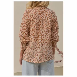 Blouse Michelle Léopard Voile de Coton - Collection Femme | Rose pâle