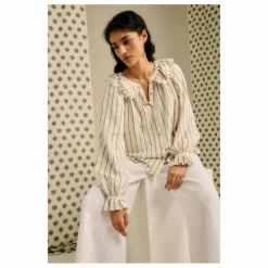 Blouse Miel Rayée Lin et Coton | Beige
