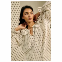 Blouse Miel Rayée Lin et Coton | Beige