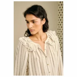 Blouse Miel Rayée Lin et Coton | Beige