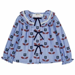 Blouse Myrtille Fleurie Velours Côtelé | Bleu