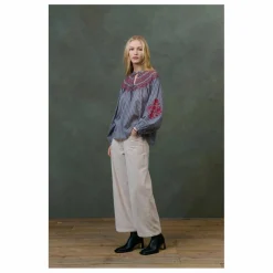 Blouse Pal Rayée Voile de Coton - Collection Femme | Bleu Acier