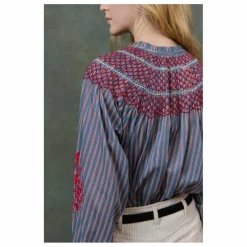 Blouse Pal Rayée Voile de Coton - Collection Femme | Bleu Acier