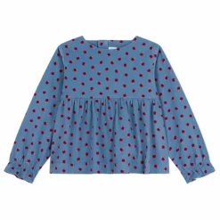 Blouse Pommes Velours Côtelé | Bleu