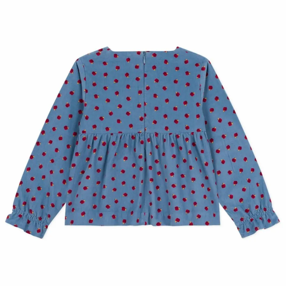 Blouse Pommes Velours Côtelé | Bleu