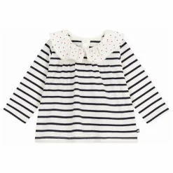 Blouse Rayée Col Cœurs Coton Bio | Blanc