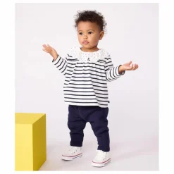 Blouse Rayée Col Cœurs Coton Bio | Blanc