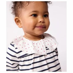 Blouse Rayée Col Cœurs Coton Bio | Blanc
