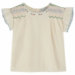 Blouse Smocke Brodée Main | Ecru